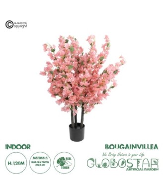 GloboStar® Artificial Garden BOUGAUVILLEA PLANT 20671 Τεχνητό Διακοσμητικό Φυτό με Ανθη Μπουκανβίλιας Ροζ - Πορτοκαλί Y120cm